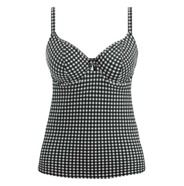 Freya tankini top plunge Check In DD-HH Monochrome