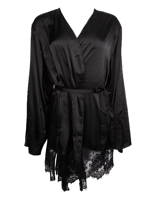 Wolf & Whistle kimono Rosie 34-44 Black Satin