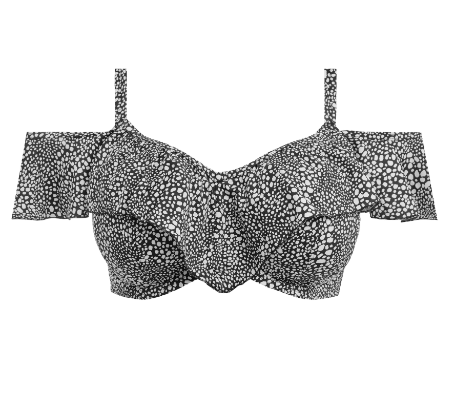 Elomi bikini top plunge met ruffle Pebble Cove E-HH Black