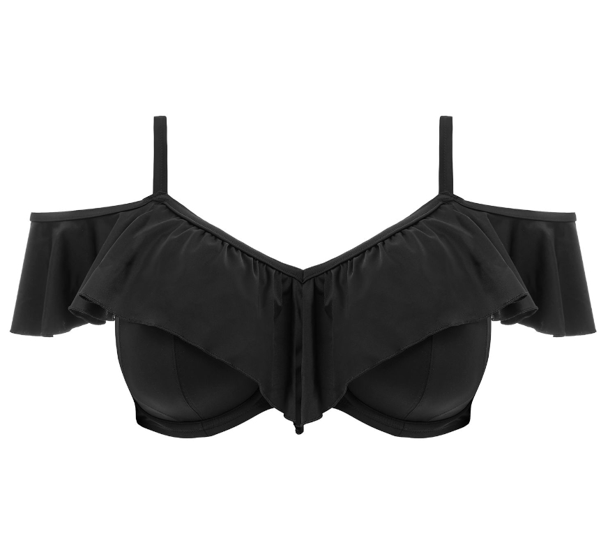 Elomi bikini top plunge met ruffle Plain Sailing E-HH Black
