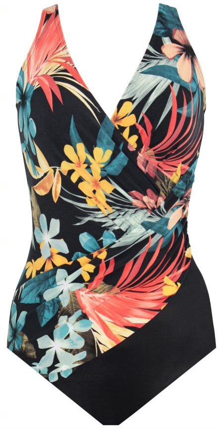 Miraclesuit badpak Plumeria Oceanus 40-48 Black Multi